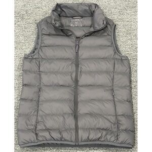Quince Women's Full Zip Down Puffer Vest Medium Gray Lightweight Warm